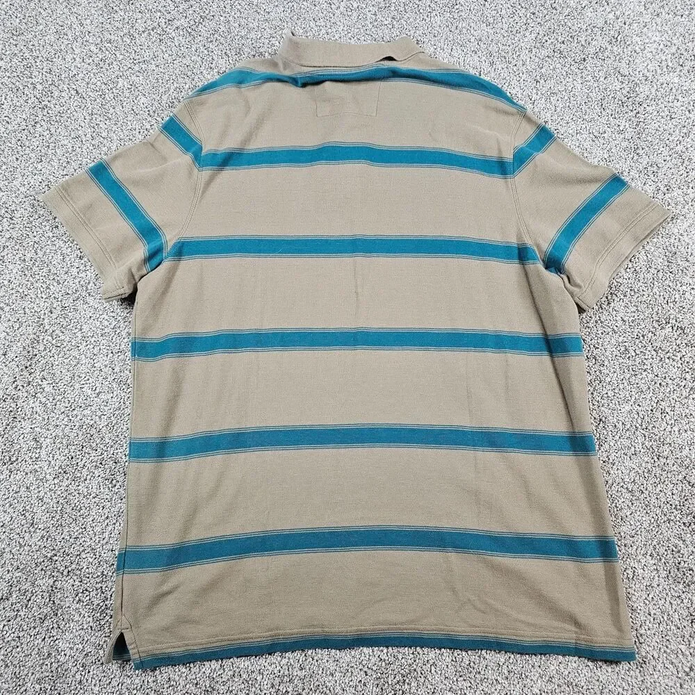Banana Republic Polo Mens 2XL Brown Striped Cotton Preppy Embroidered Logo